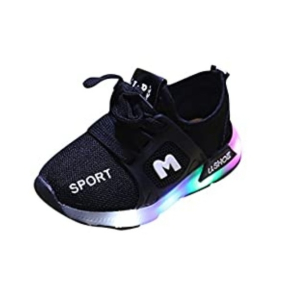 LED Black Toddler/Baby Tennis Shoes - Size 2 - Picture 1 of 6